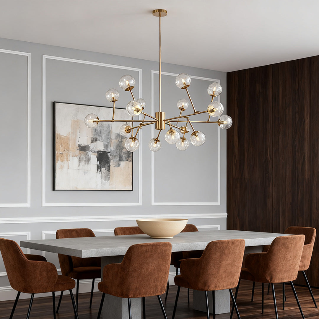 Bubble Sputnik Chandelier with Clear Glass Globes Ceiling Light
