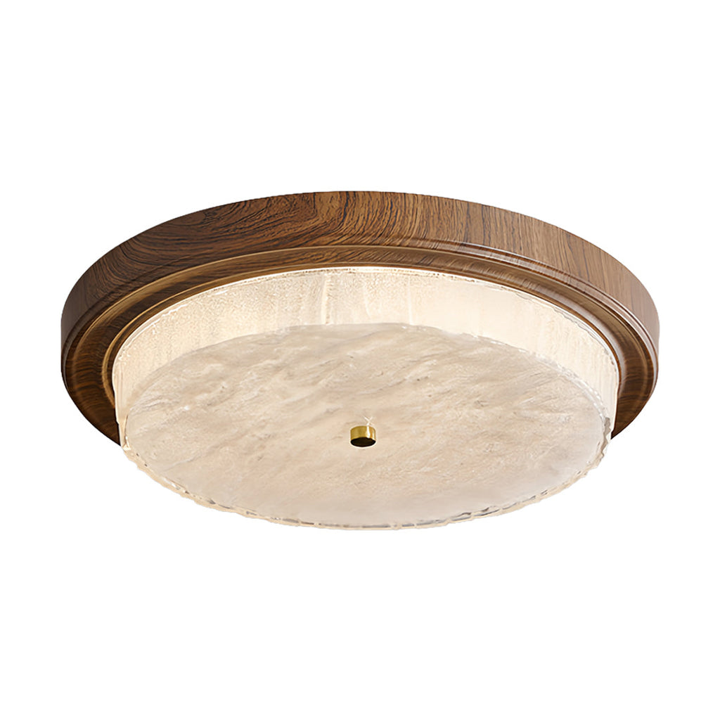 Vintage Wood Flush Mount Ceiling Light Round Lamp