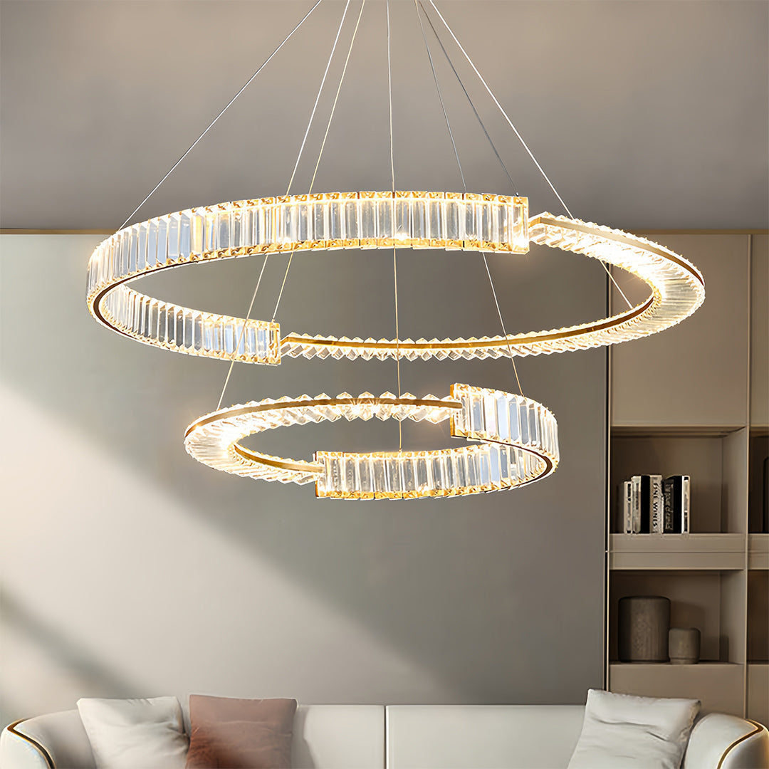 Gold Crystal Chandelier Dimmable LED Modern Ceiling Light