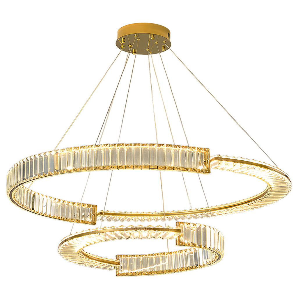 Gold Crystal Chandelier Dimmable LED Modern Ceiling Light