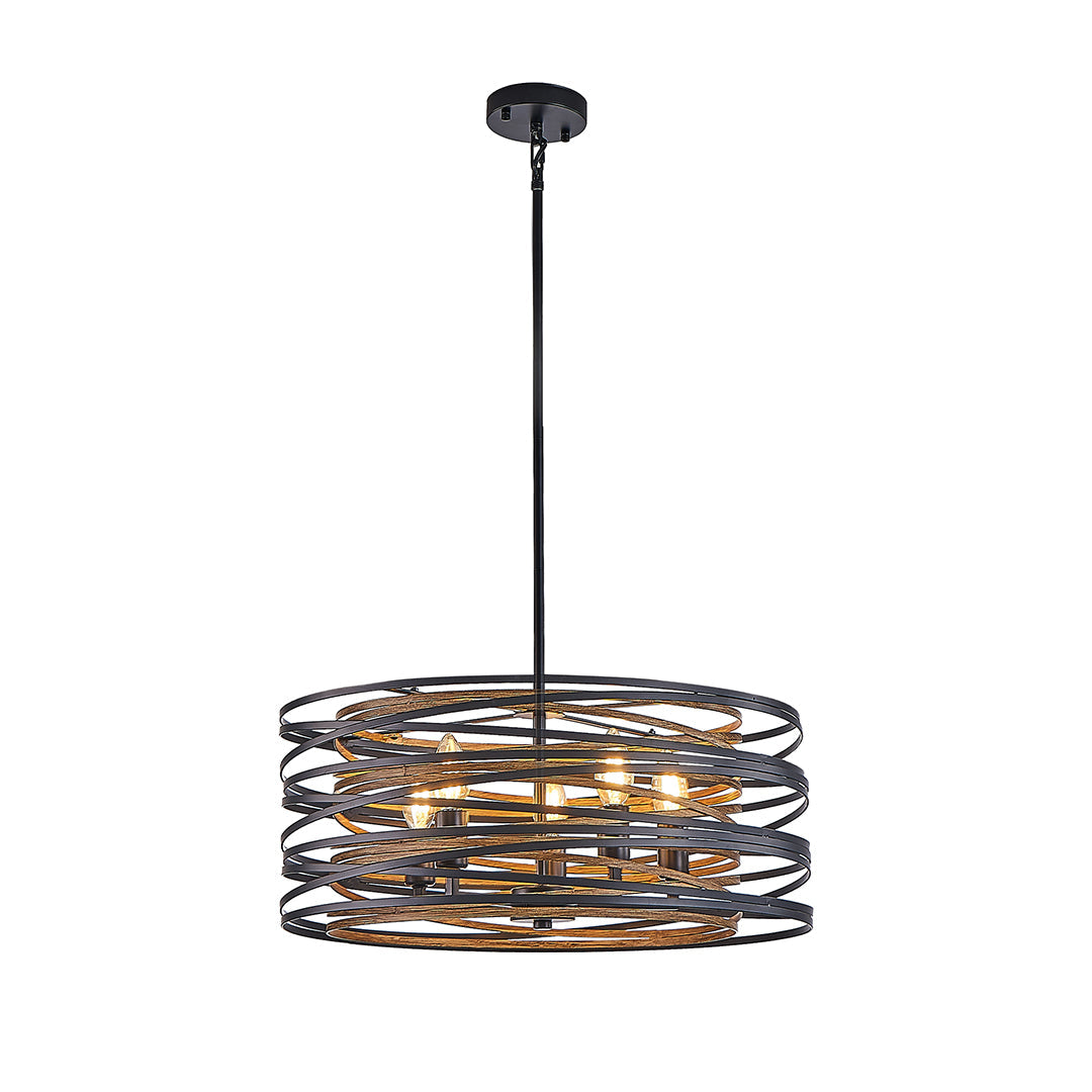 Black Drum Pendant Light - Iron Cage Cylinder Ceiling Fixture
