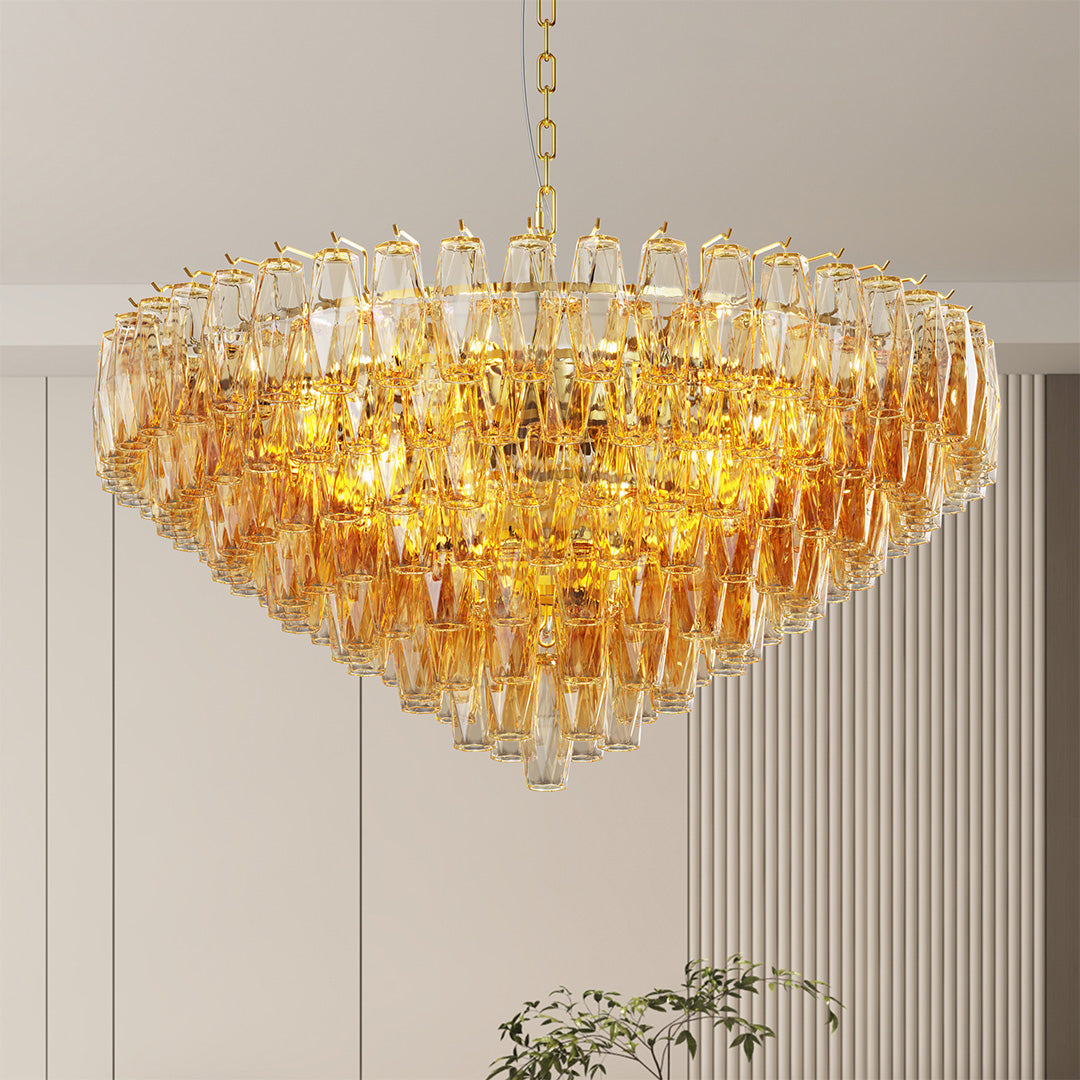 Luxury Glass Pendant Chandelier | Multi-Head Ceiling Lights