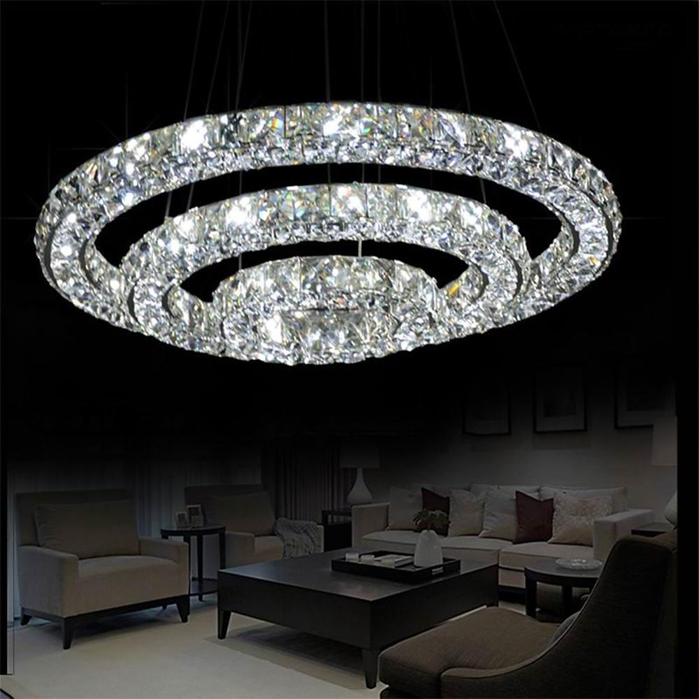 Luxury Crystal LED Chandelier 3-Tier Geometric Pendant Light