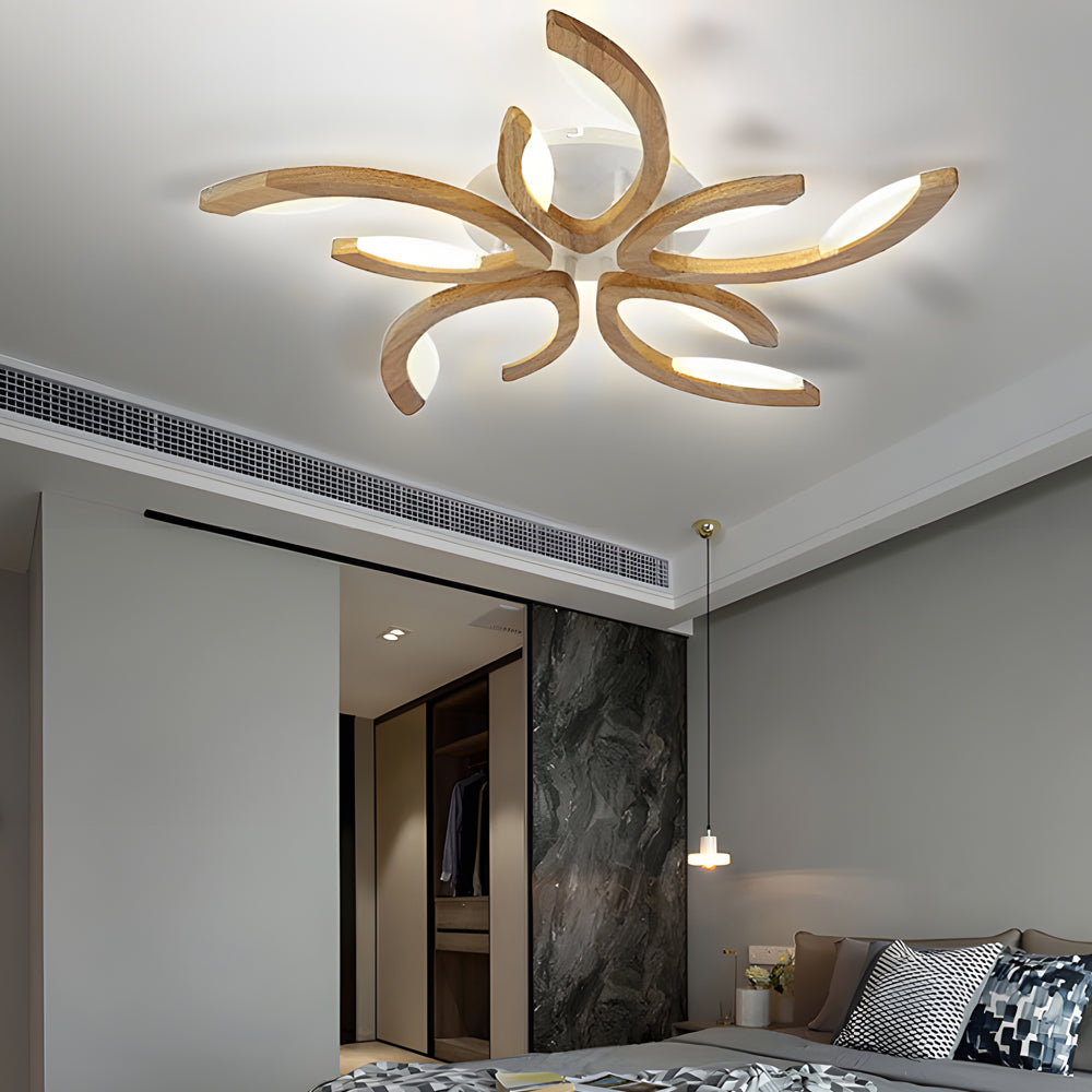 Leaf Ceiling Light - Floral Wooden Design Natural Illumination