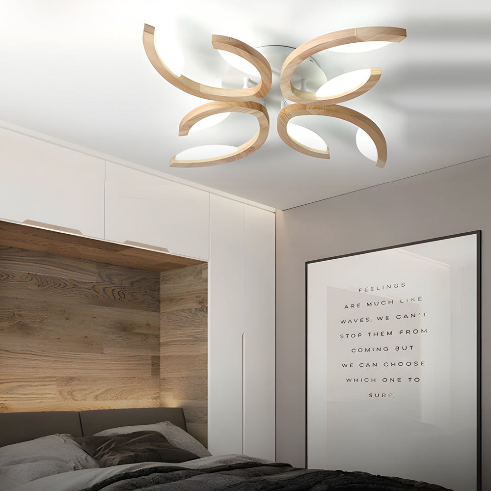 Leaf Ceiling Light - Floral Wooden Design Natural Illumination