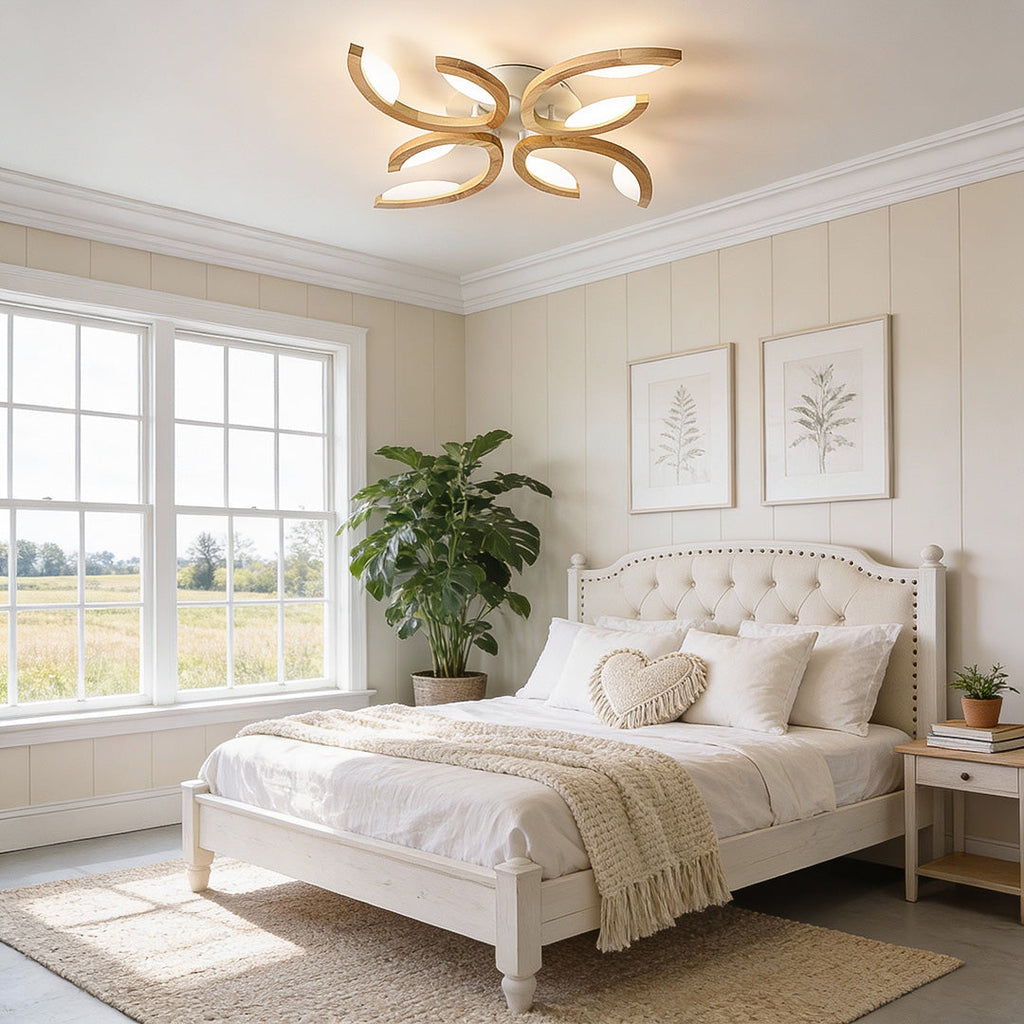 Leaf Ceiling Light - Floral Wooden Design Natural Illumination