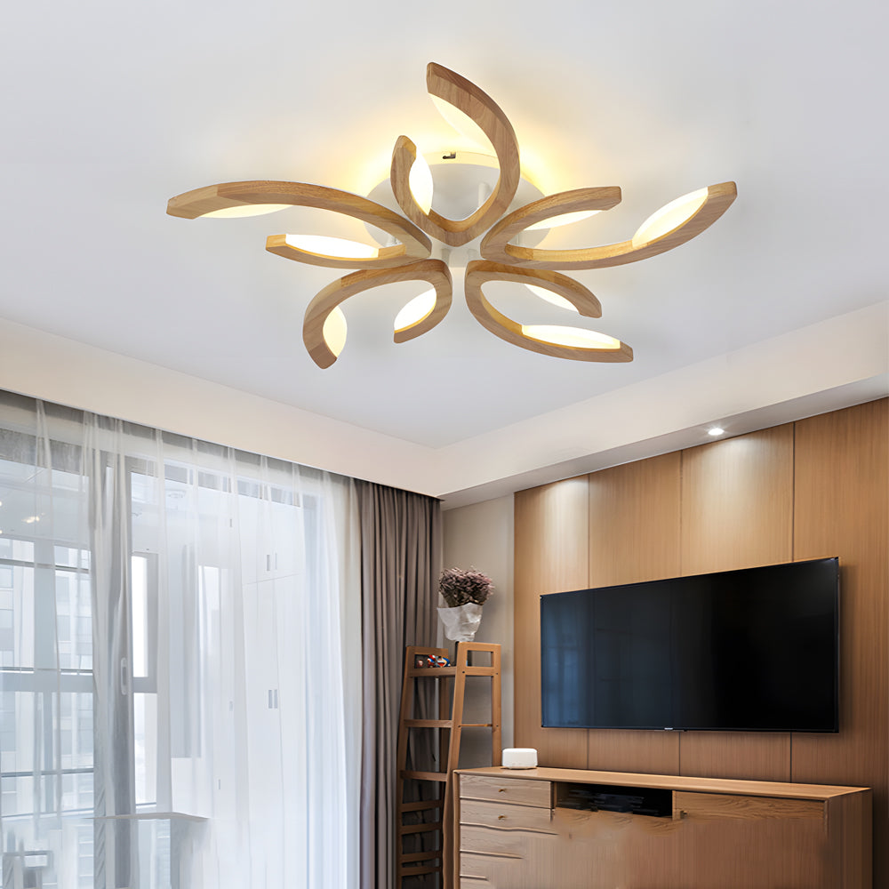 Leaf Ceiling Light - Floral Wooden Design Natural Illumination