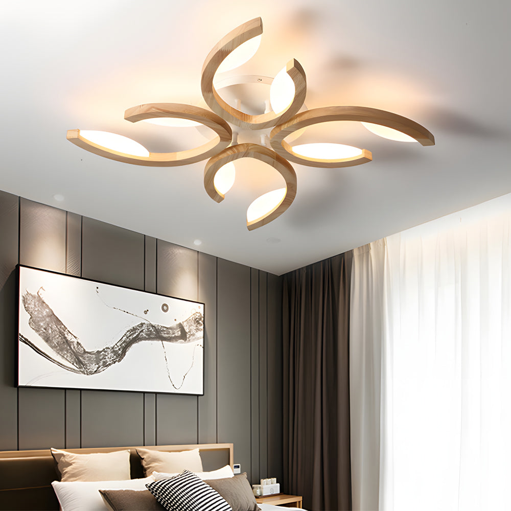 Leaf Ceiling Light - Floral Wooden Design Natural Illumination