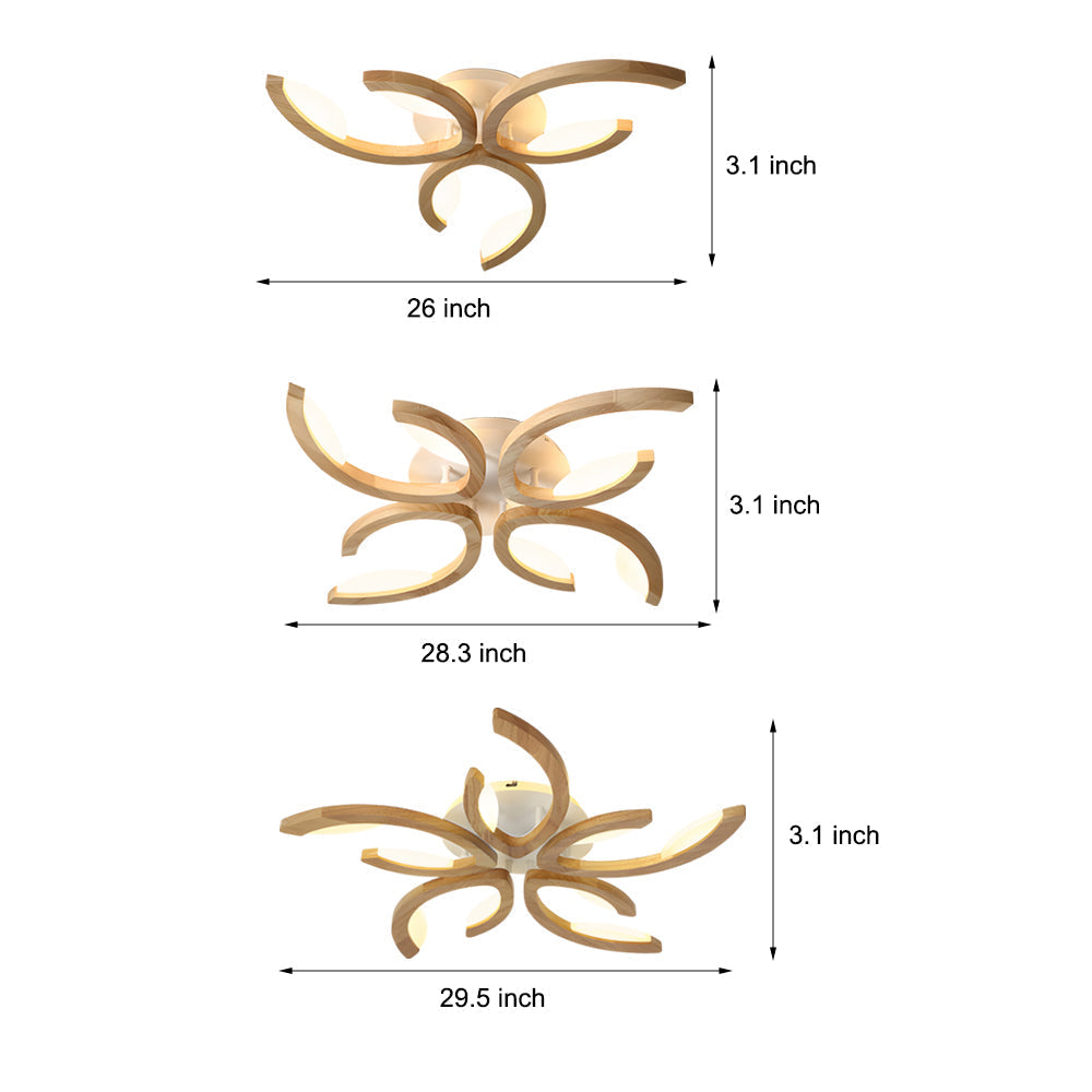 Leaf Ceiling Light - Floral Wooden Design Natural Illumination