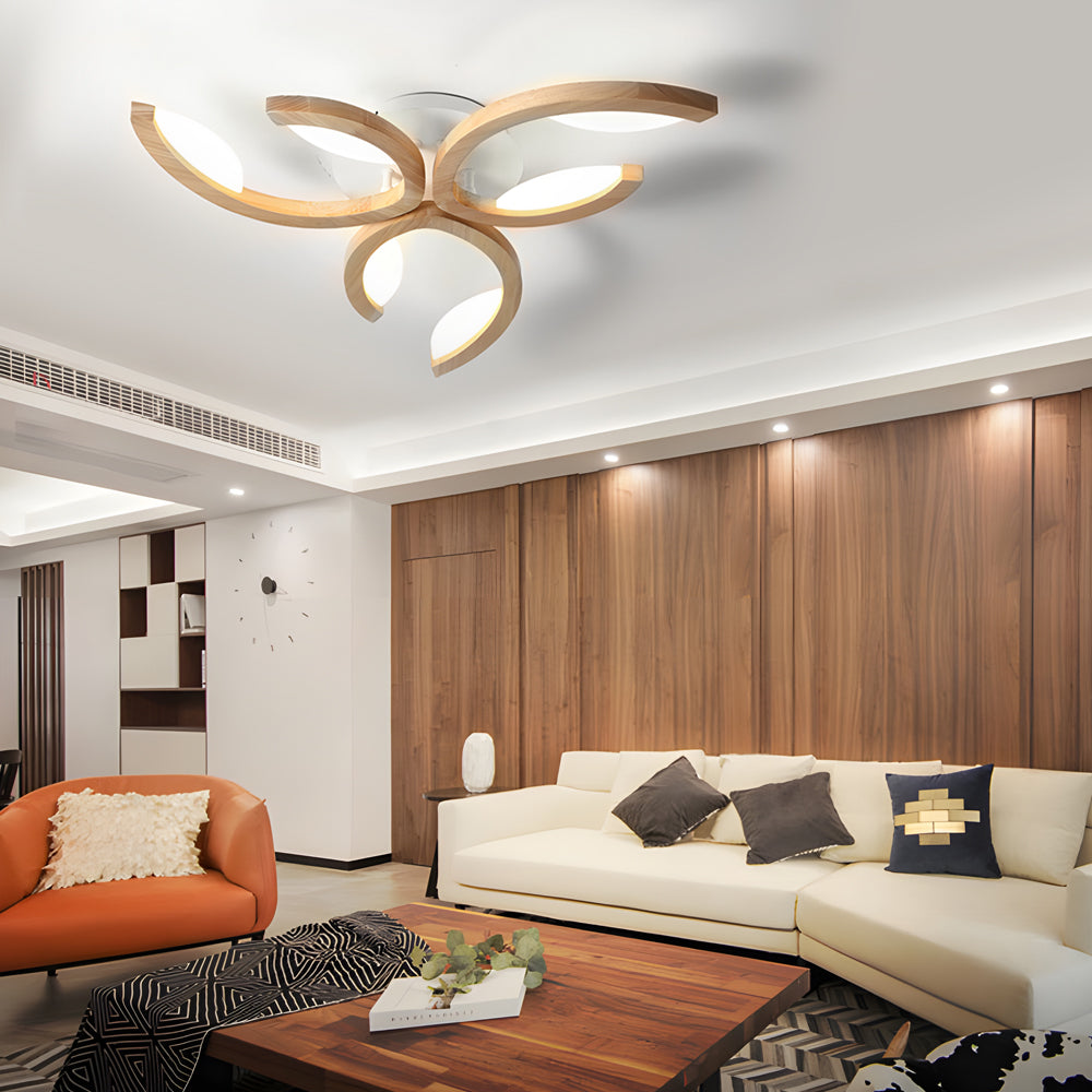 Leaf Ceiling Light - Floral Wooden Design Natural Illumination