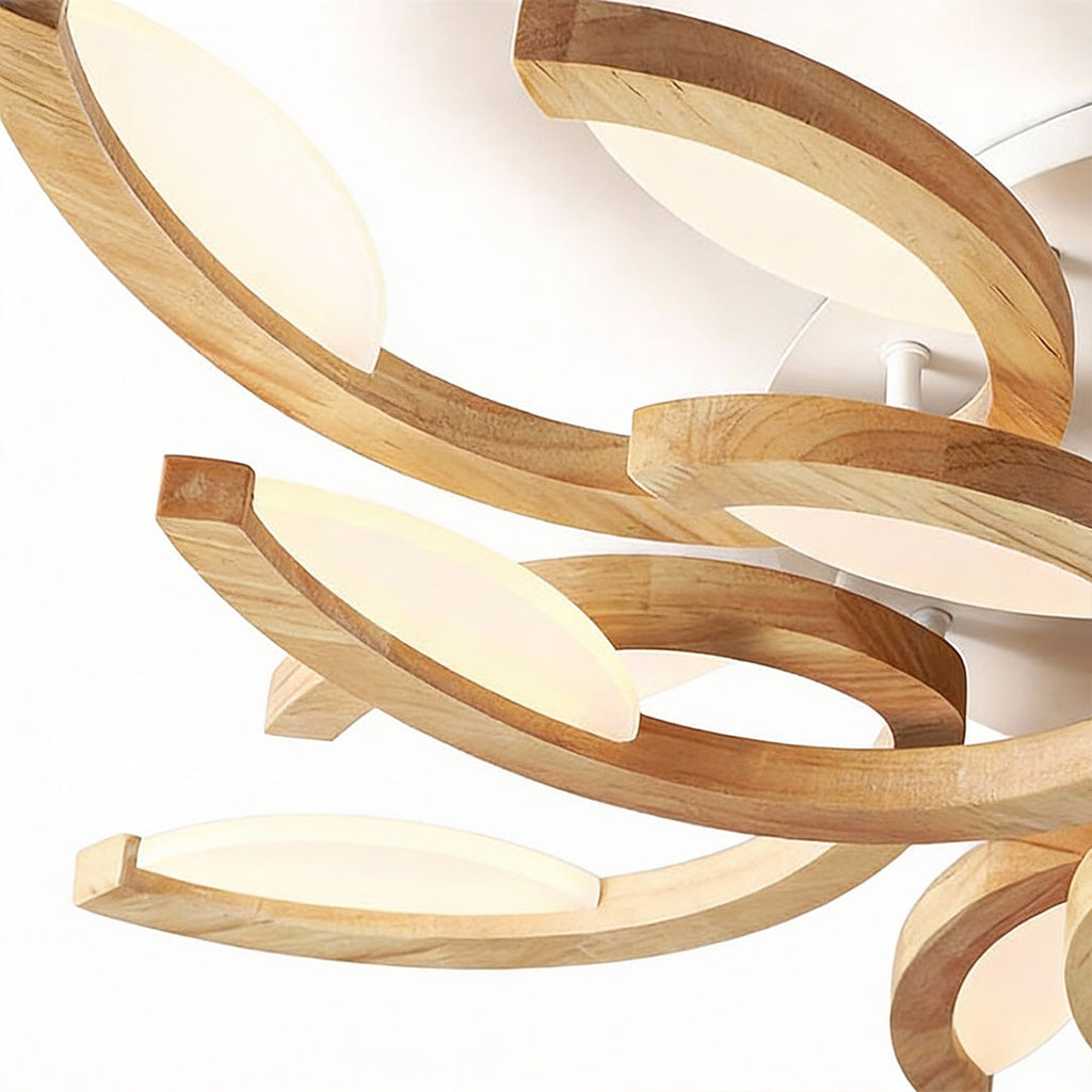 Leaf Ceiling Light - Floral Wooden Design Natural Illumination