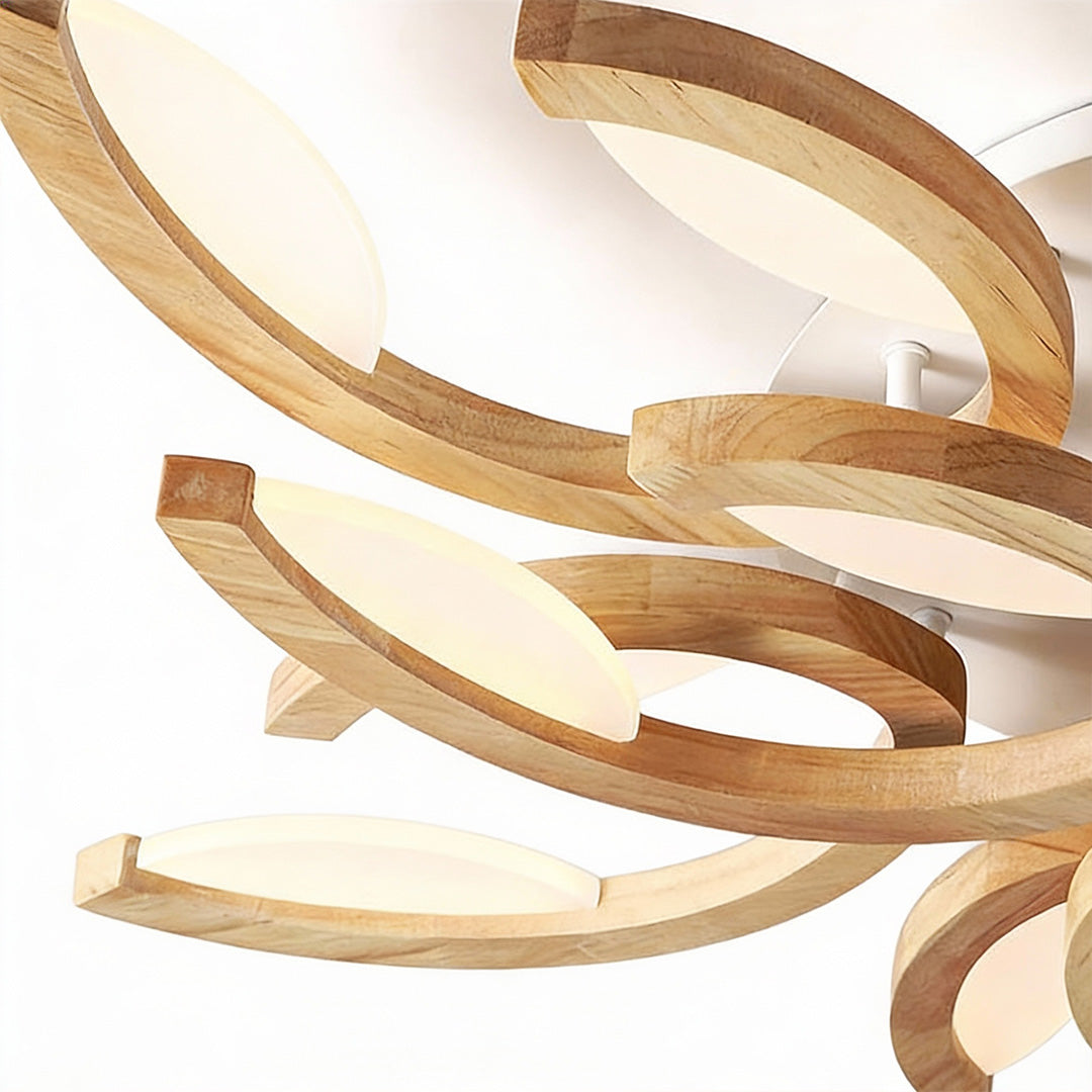 Leaf Ceiling Light - Floral Wooden Design Natural Illumination