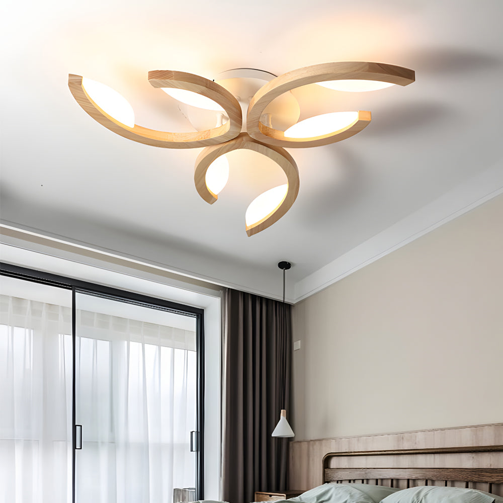 Leaf Ceiling Light - Floral Wooden Design Natural Illumination