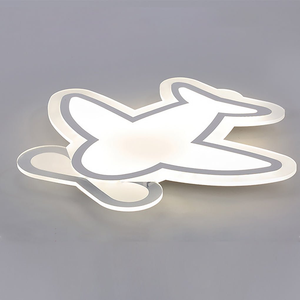LED Aircraft Shaped Flush Mount Light – Modern White Iron Ceiling Fixture
