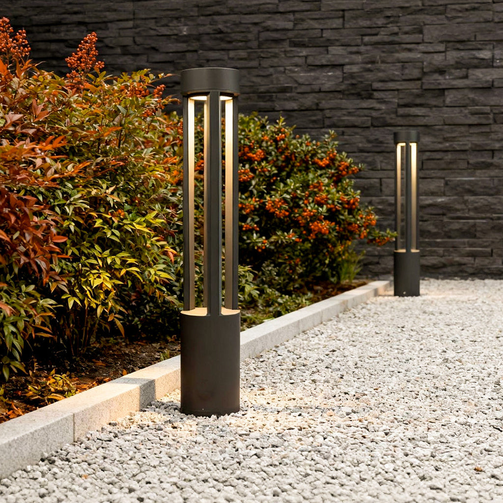 Modern Black LED Bollard Path Lights - Landscape Lighting Solutions