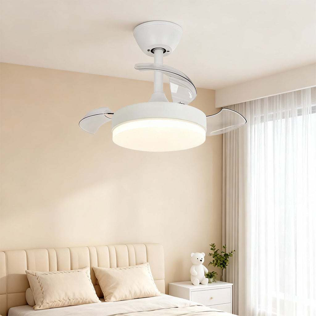 LED Ceiling Fan with Lights - Stepless Dimming, Silent Motor, Modern Design