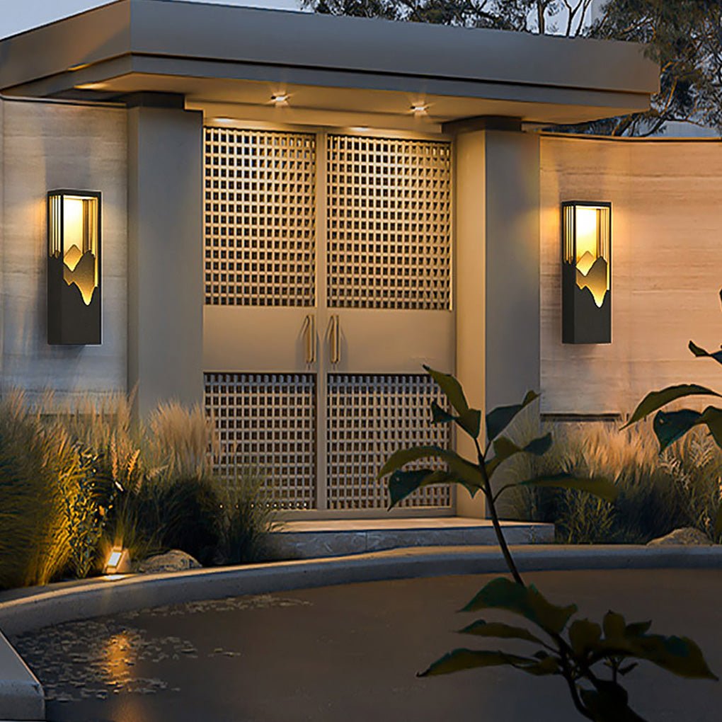 Mountain Scenery Solar Wall Lamp - Waterproof LED Up Down Lighting for Porch & Garden