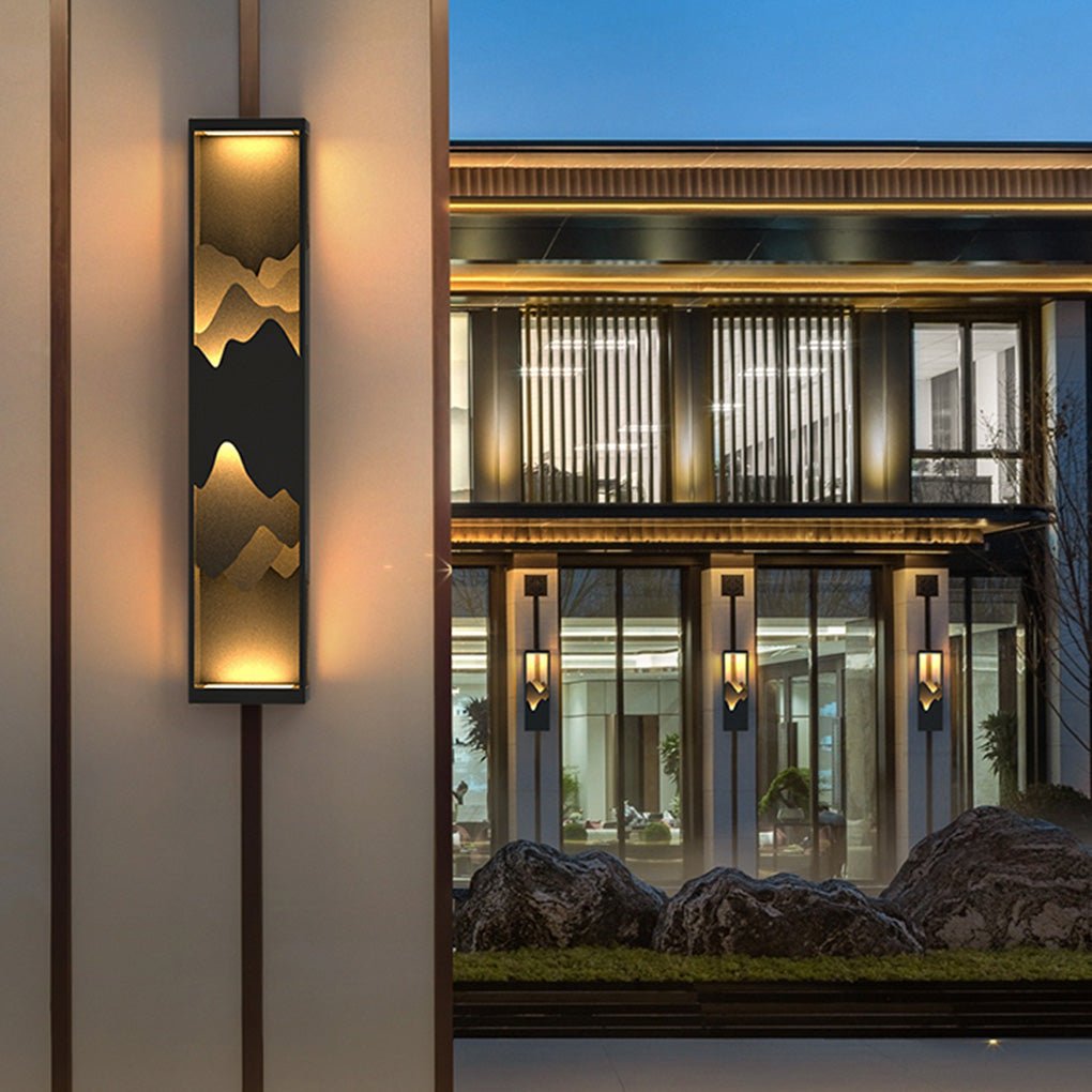 Mountain Scenery Solar Wall Lamp - Waterproof LED Up Down Lighting for Porch & Garden