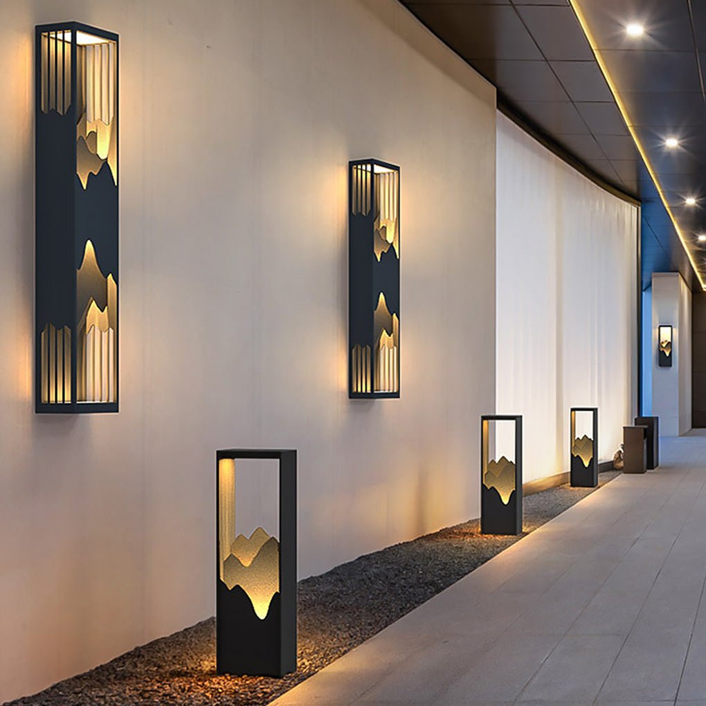 Mountain Scenery Waterproof Solar Wall Lamp - LED Up Down Lighting for Porch & Garden