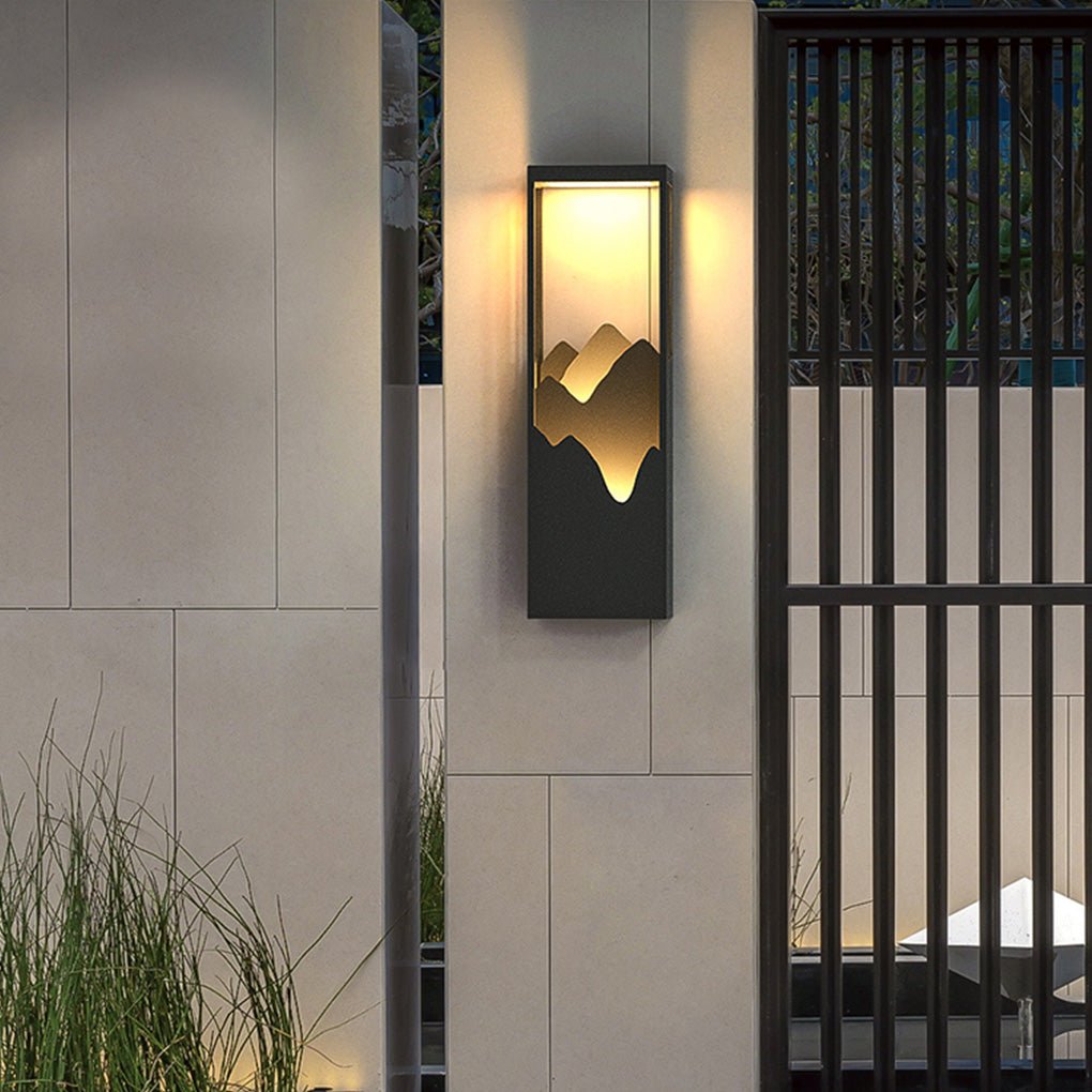 Mountain Scenery Waterproof Solar Wall Lamp - LED Up Down Lighting for Porch & Garden