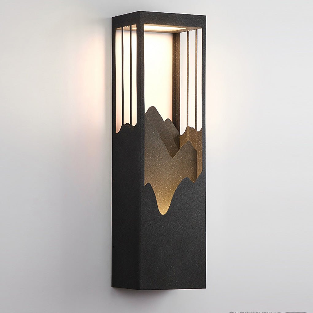 Mountain Scenery Solar Wall Lamp - Waterproof LED Up Down Lighting for Porch & Garden