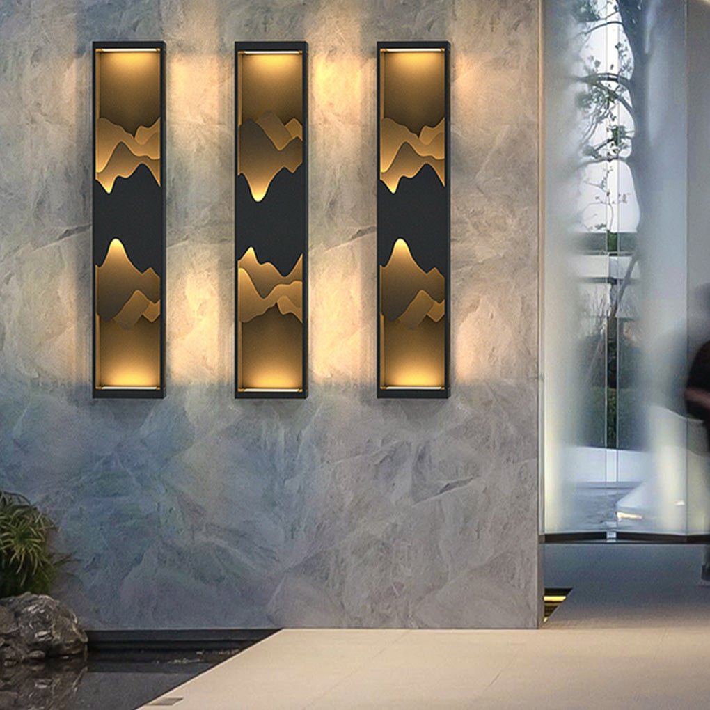 Mountain Scenery Solar Wall Lamp - Waterproof LED Up Down Lighting for Porch & Garden
