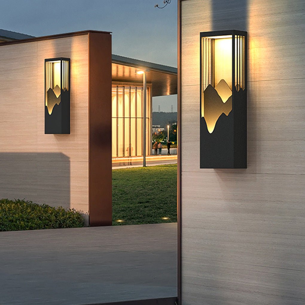 Mountain Scenery Solar Wall Lamp - Waterproof LED Up Down Lighting for Porch & Garden