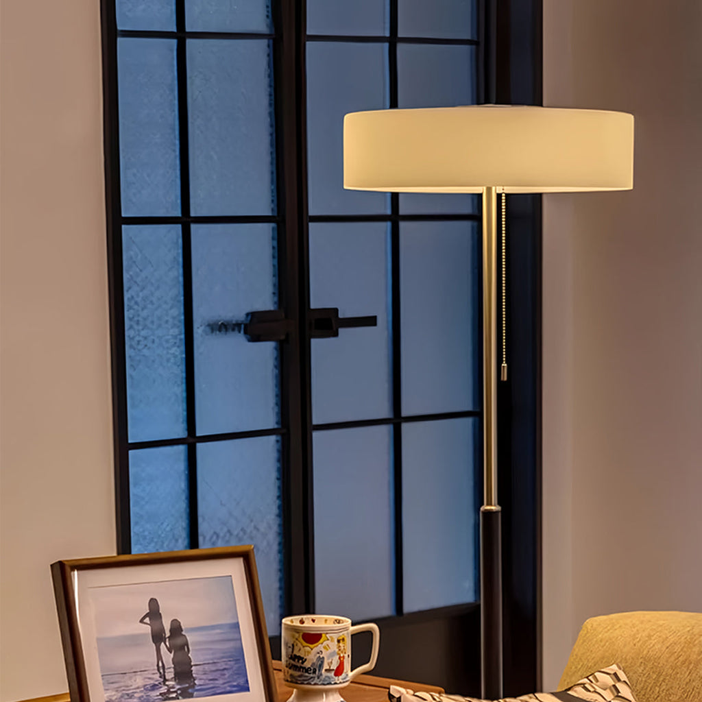 Elegant LED Drum Shade Floor Lamp - Tall Ambient Standing Light