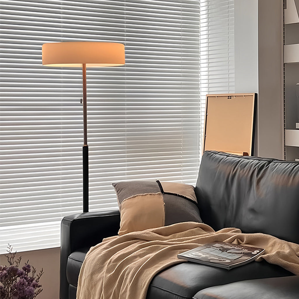 Elegant LED Drum Shade Floor Lamp - Tall Ambient Standing Light