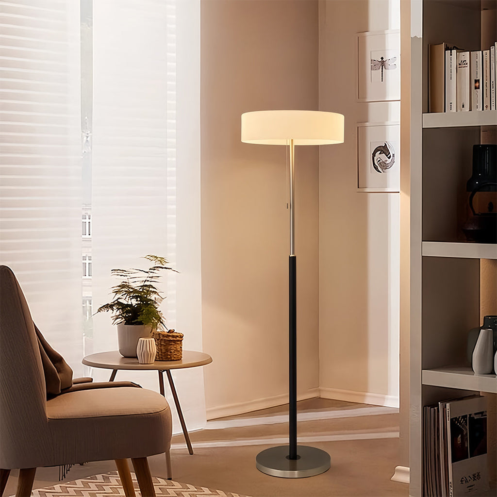 Elegant LED Drum Shade Floor Lamp - Tall Ambient Standing Light