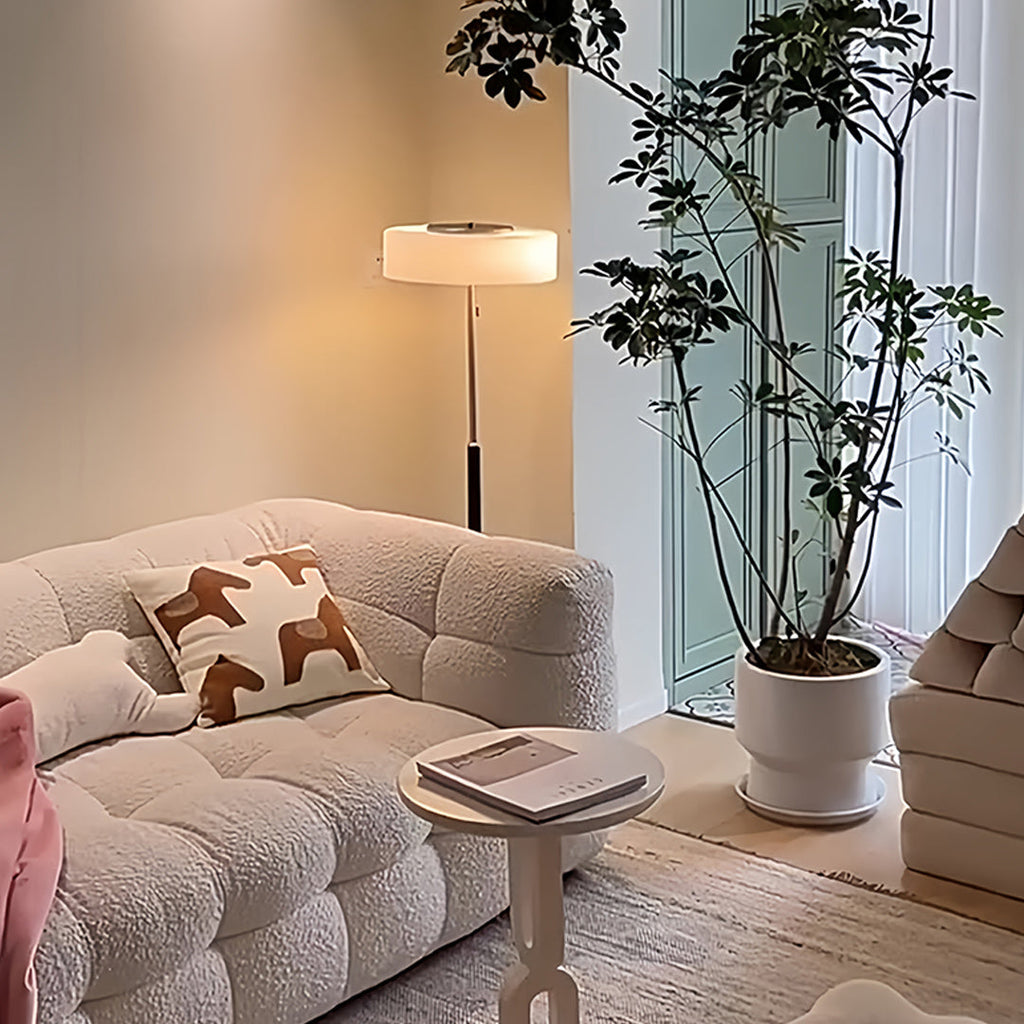 Elegant LED Drum Shade Floor Lamp - Tall Ambient Standing Light