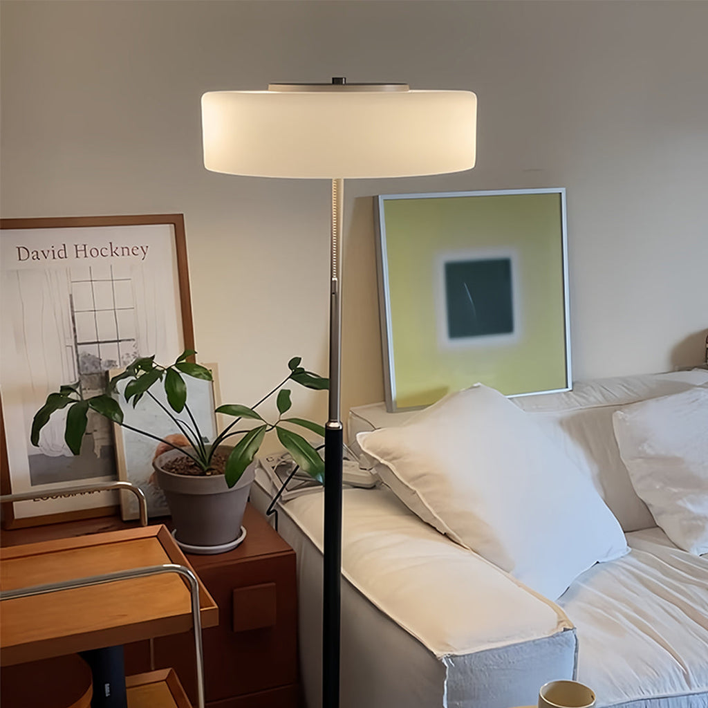 Elegant LED Drum Shade Floor Lamp - Tall Ambient Standing Light
