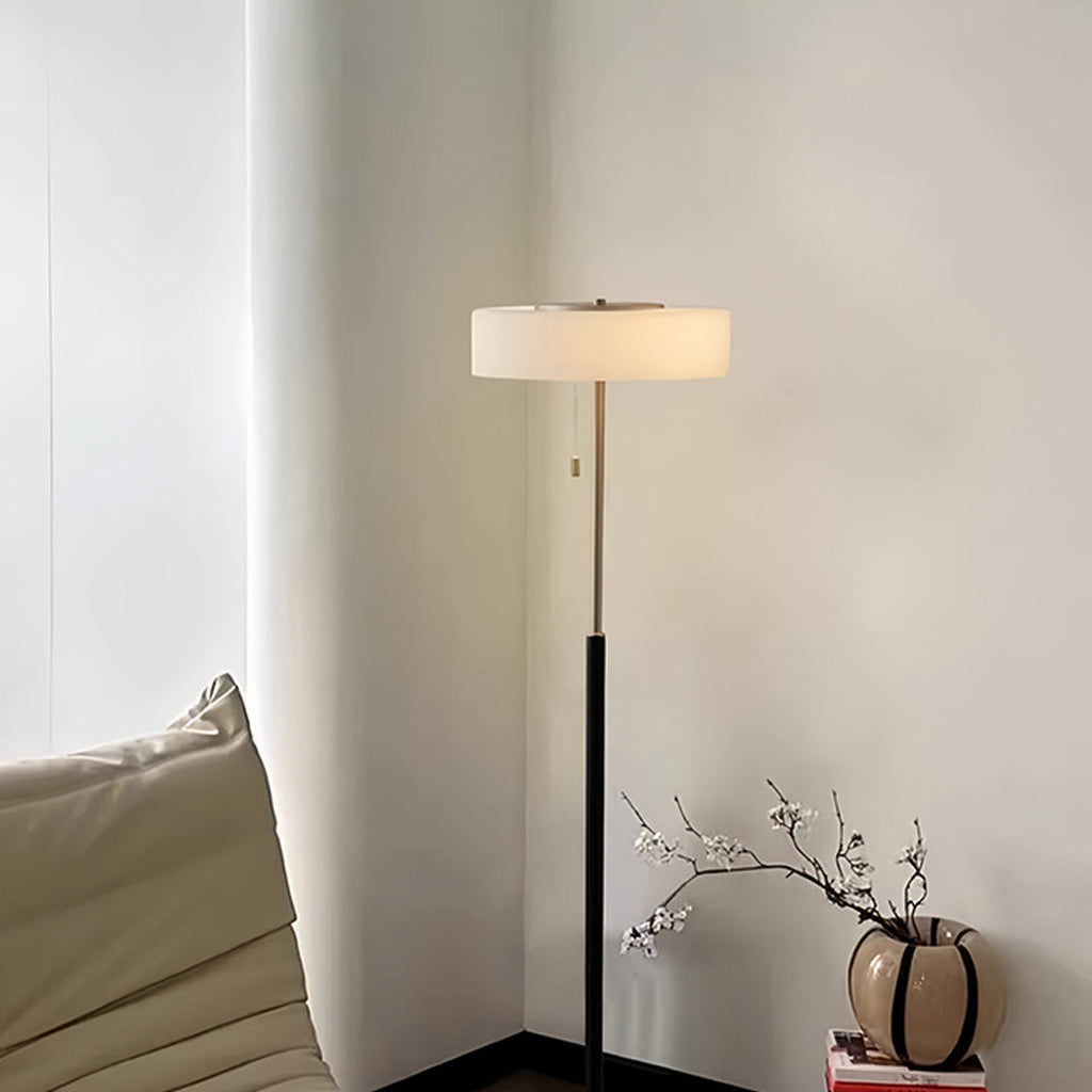 Elegant LED Drum Shade Floor Lamp - Tall Ambient Standing Light