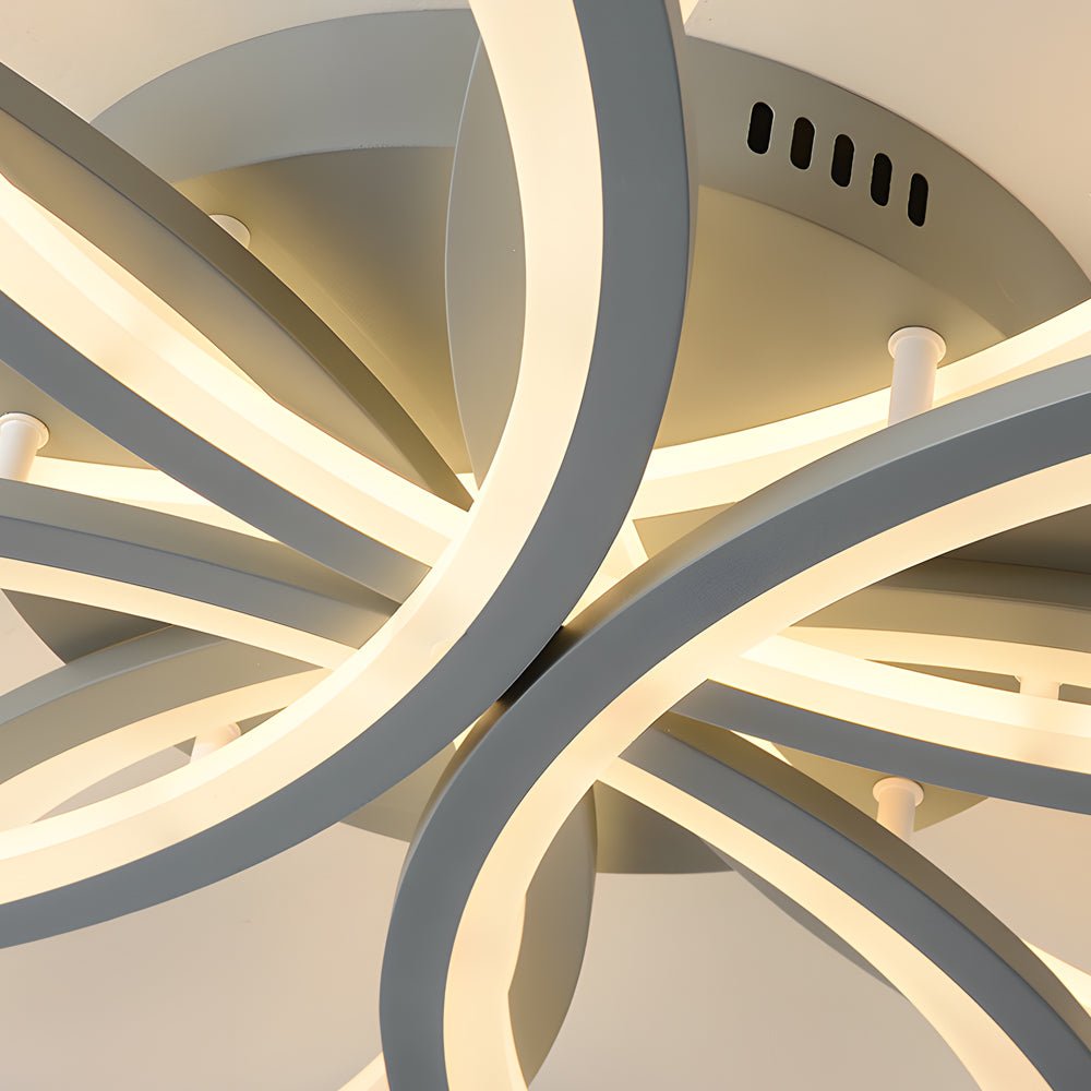 Flower-Shaped LED Acrylic Flush Mount Ceiling Light - White/Gray Fixture for Living Room