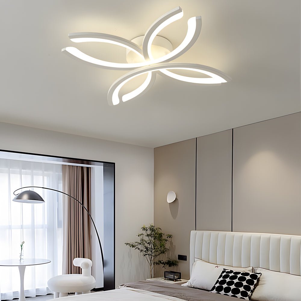 Flower-Shaped LED Acrylic Flush Mount Ceiling Light - White/Gray Fixture for Living Room