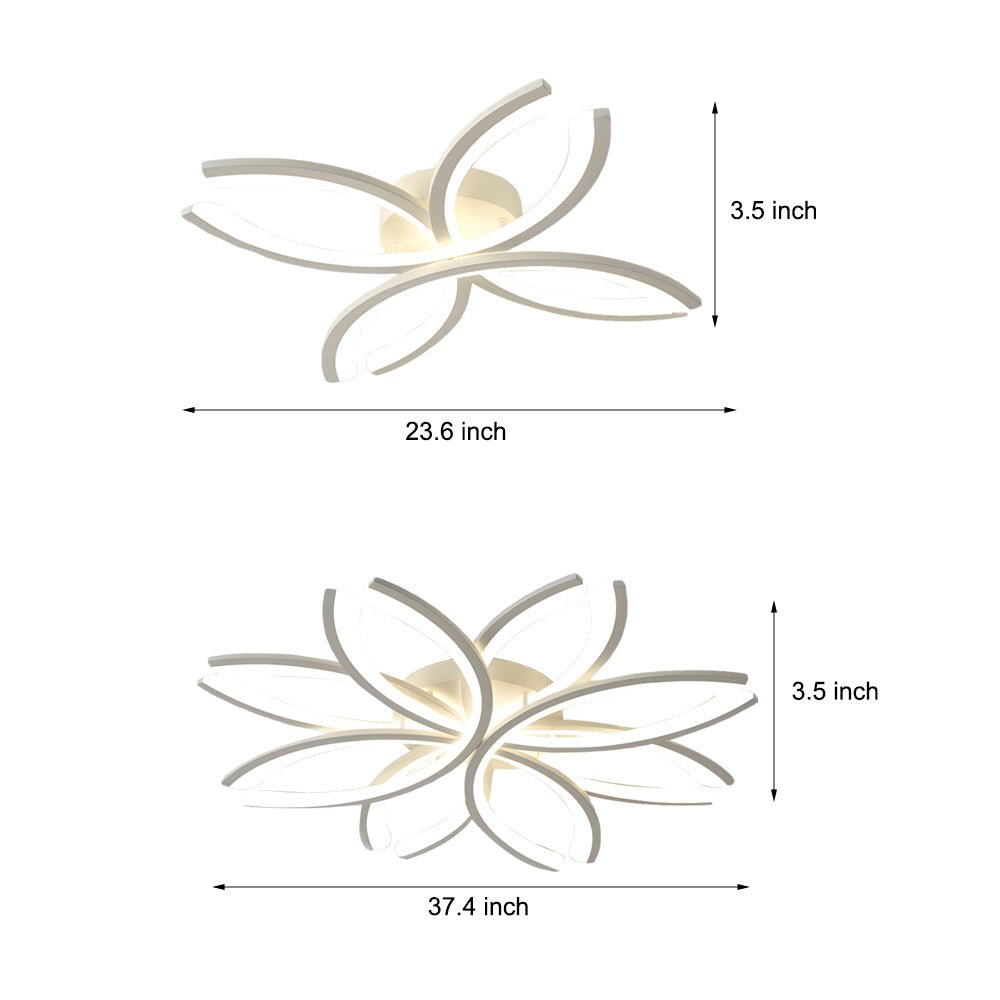 Flower-Shaped LED Acrylic Flush Mount Ceiling Light - White/Gray Fixture for Living Room