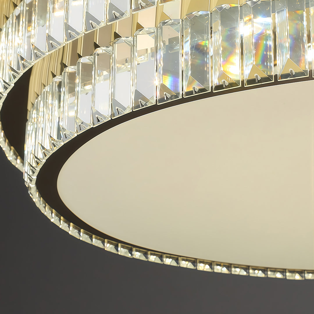 Luxury LED Flush Mount Crystal Lamp - Eye-Protecting Lighting for Home Decor