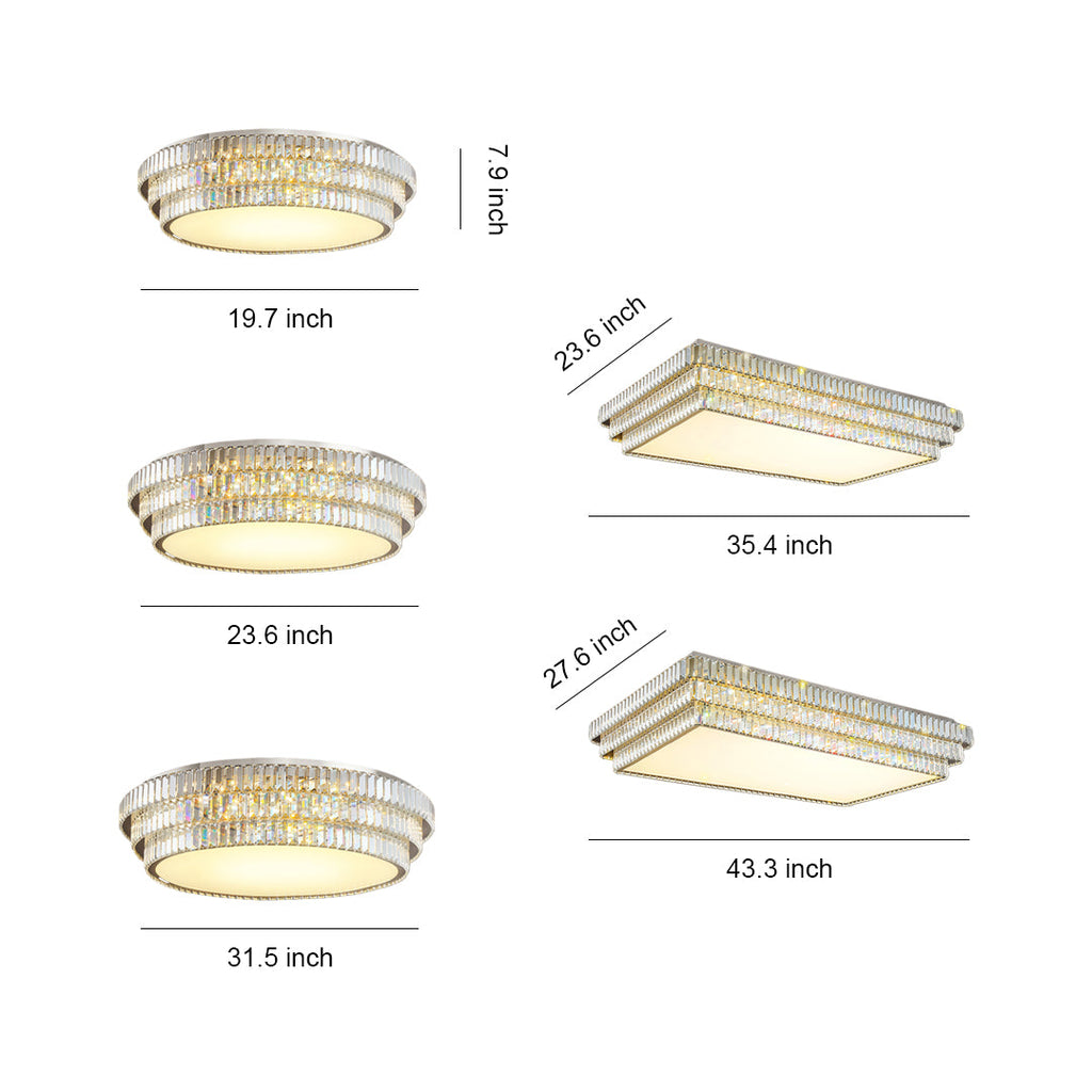 Luxury LED Flush Mount Crystal Lamp - Eye-Protecting Lighting for Home Decor