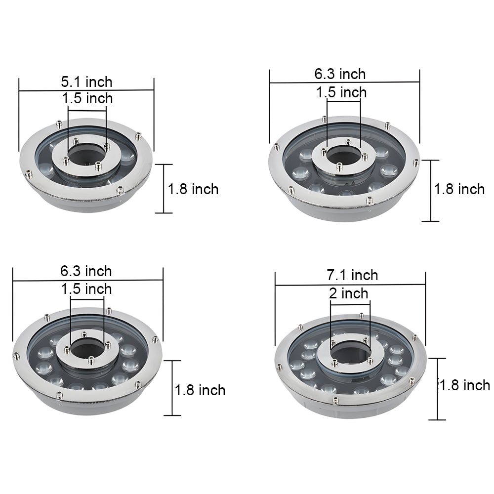 LED Waterproof Aluminum Fountain Light - Outdoor Garden Lighting, IP68 Rated, Color Changing, Durable Landscape Illumination