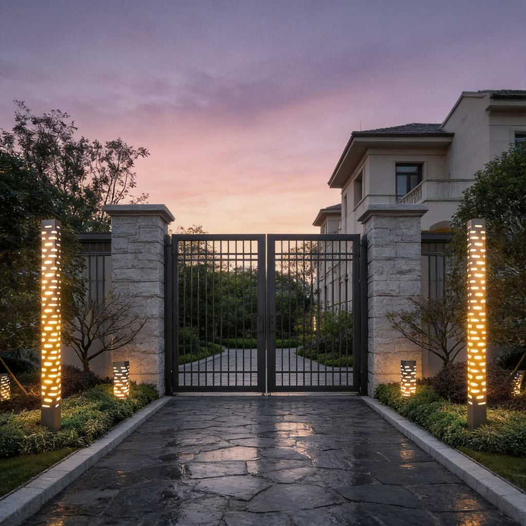 LED Garden Bollard Light - Modern Rectangular Outdoor Lighting for Pathways and Gardens