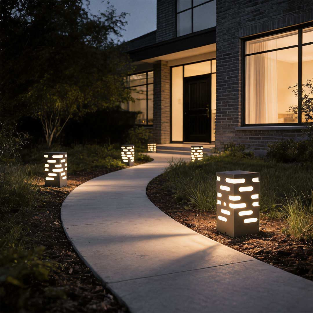 LED Garden Bollard Light - Modern Rectangular Outdoor Lighting for Pathways and Gardens