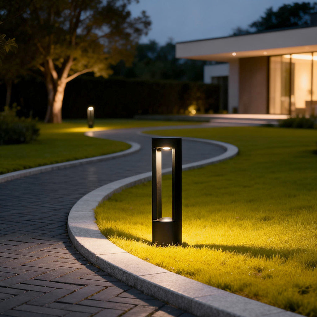 LED Outdoor Bollard Light - Black Hollow Cylindrical Fixture