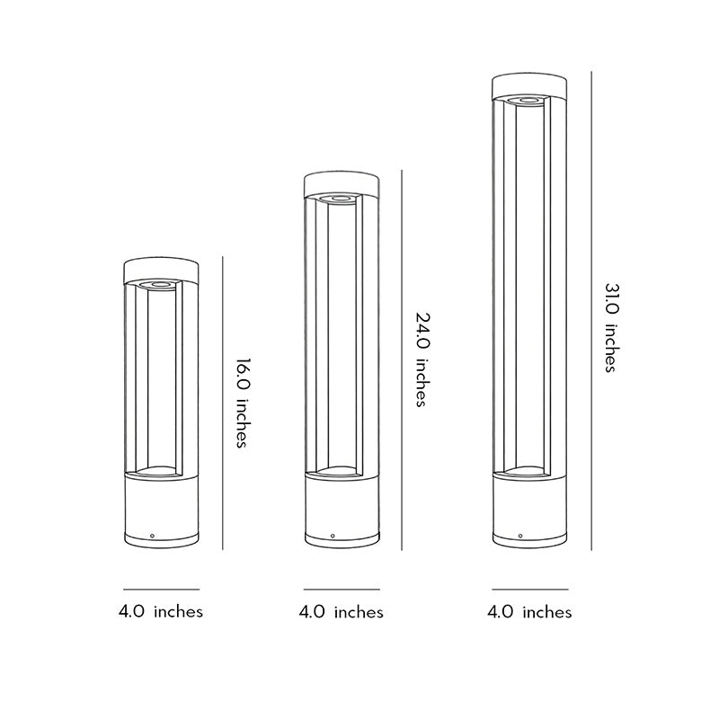 LED Outdoor Bollard Light - Black Hollow Cylindrical Fixture