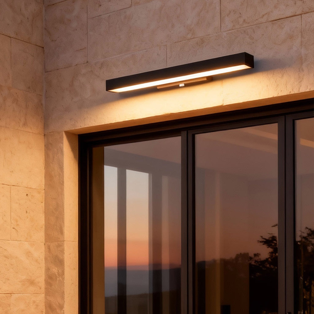 Black LED Linear Wall Light Outdoor Rectangular Lamp