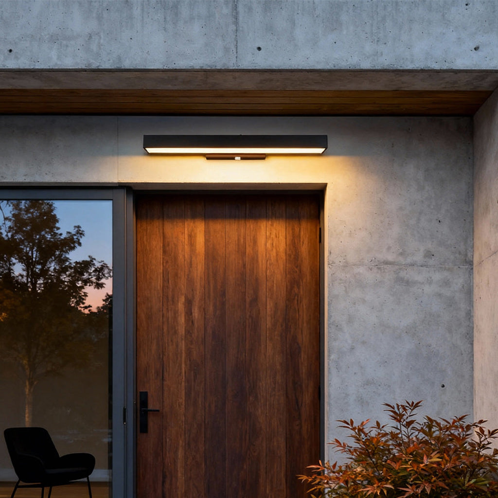 LED Outdoor Linear Wall Light - Black Rectangular Lamp