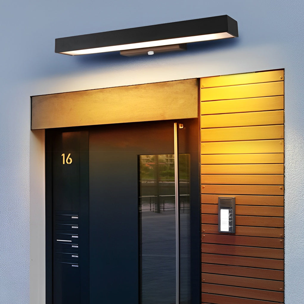 LED Outdoor Linear Wall Light - Black Rectangular Lamp