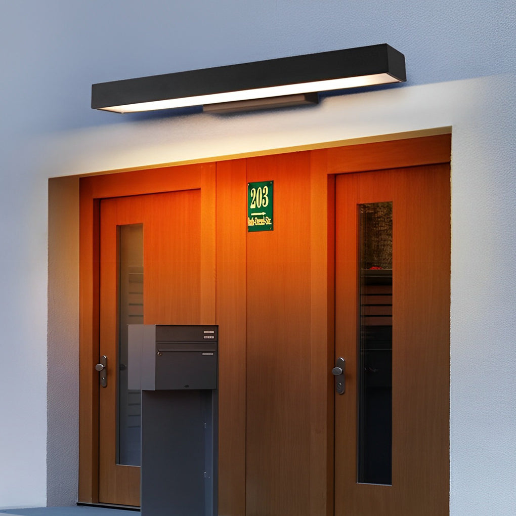 Black LED Linear Wall Light Outdoor Rectangular Lamp