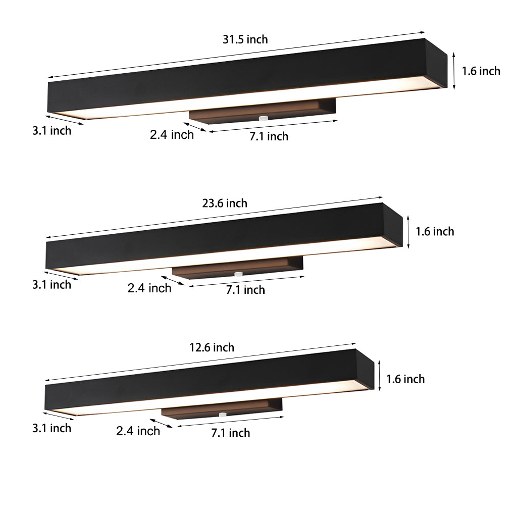 Black LED Linear Wall Light Outdoor Rectangular Lamp