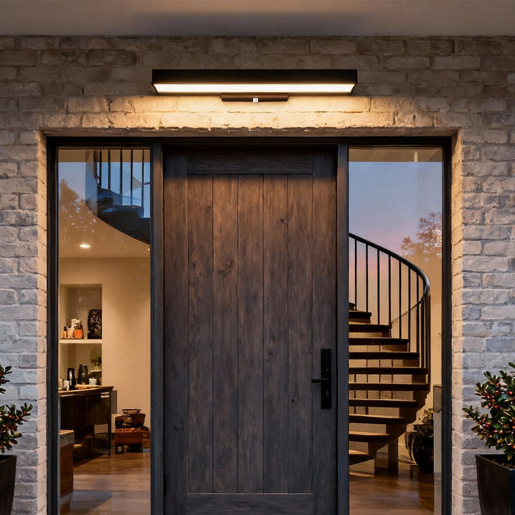 LED Outdoor Linear Wall Light - Black Rectangular Lamp