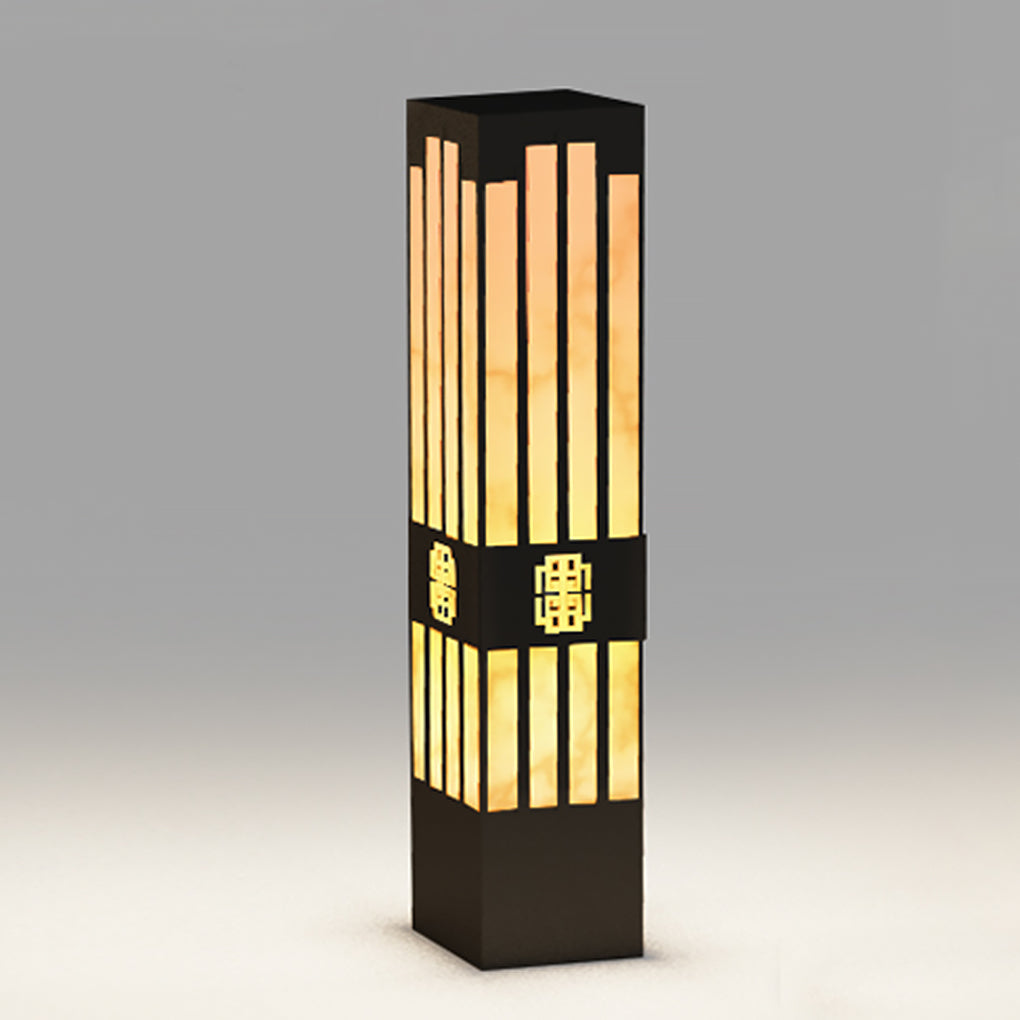LED Marble Bollard Light - Elegant Striped-Cut Landscape Lamp